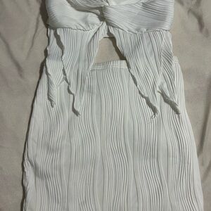 Elegant White Pleated Set